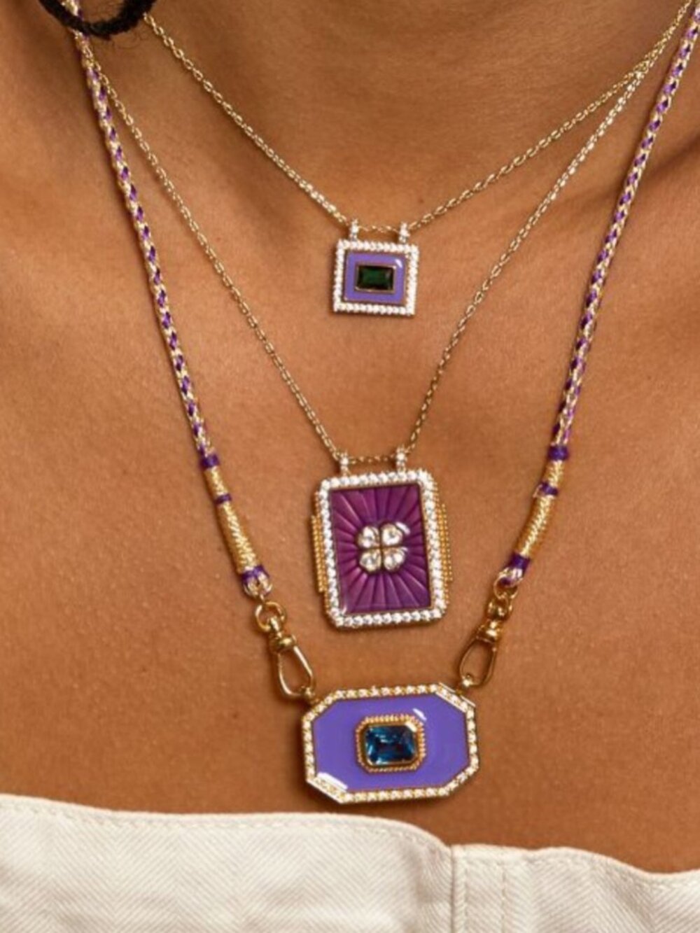 Gold Purple Pendant Necklace N1266